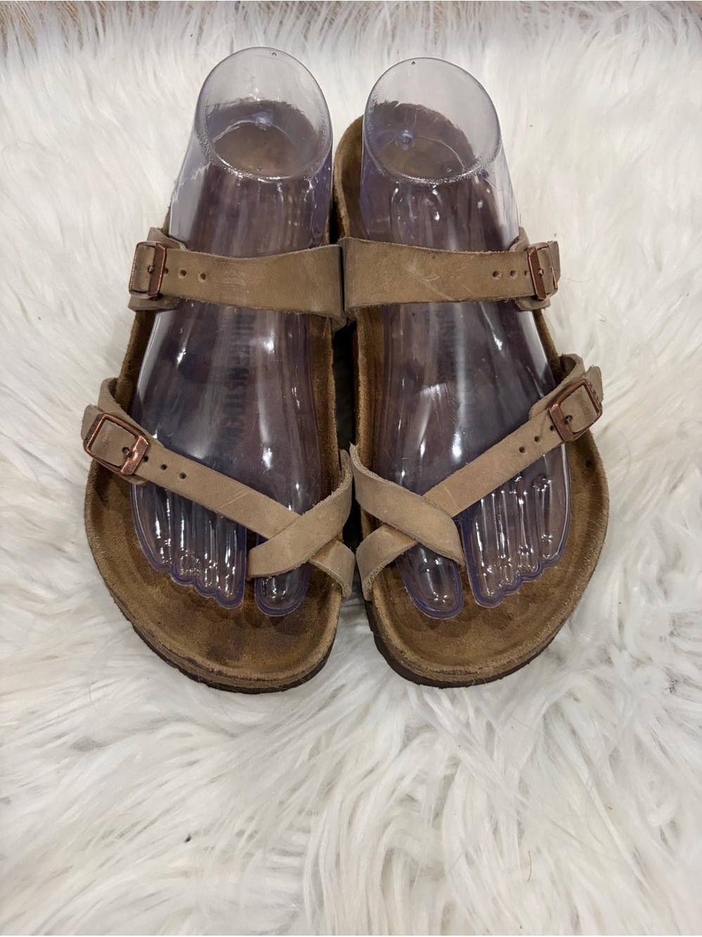 Birkenstock Women's Taupe Suede Double Strap Buckle Sandals